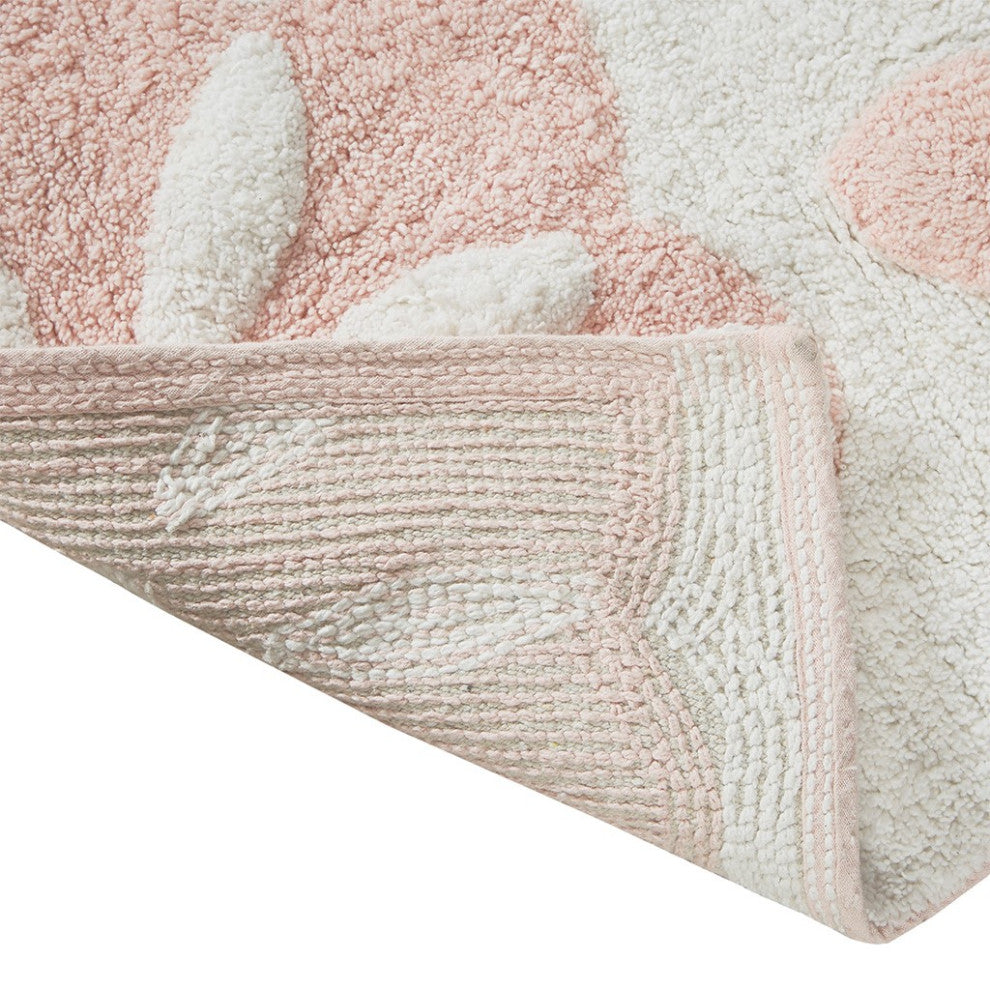 Madison Park Modern Bohemian Medallion Cotton Tufted Bath Rugs, Pink, Round