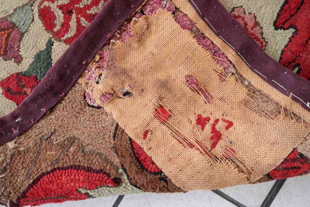 Handmade Antique American Hooked Rug 2.8'x5.5', 86cmx170cm, 1880s