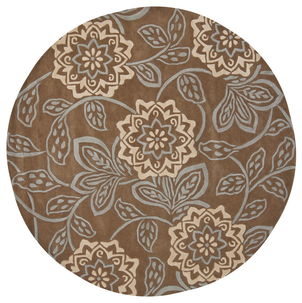 Rowe Contemporary Area Rug, Green and Blue, 7'9" Round