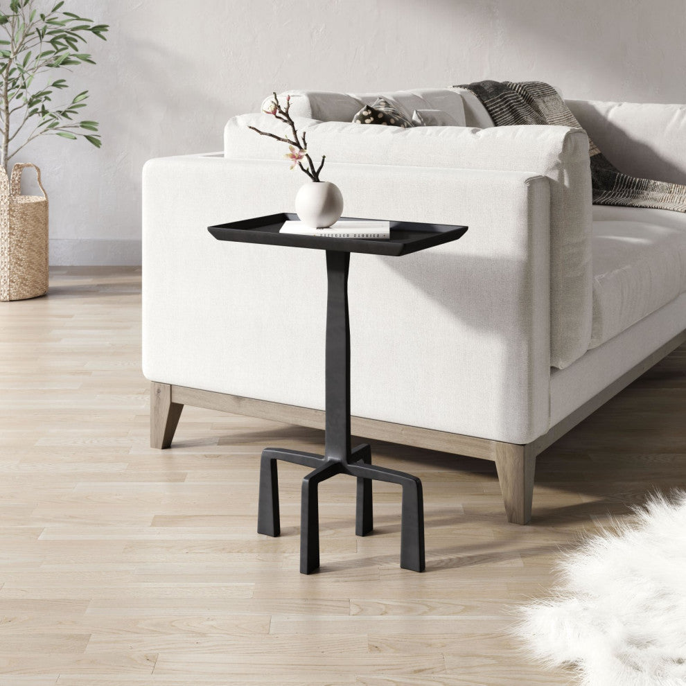 Sofa Side Table, Rectangular, Aluminum, Metal, Antique Black, Hospitality