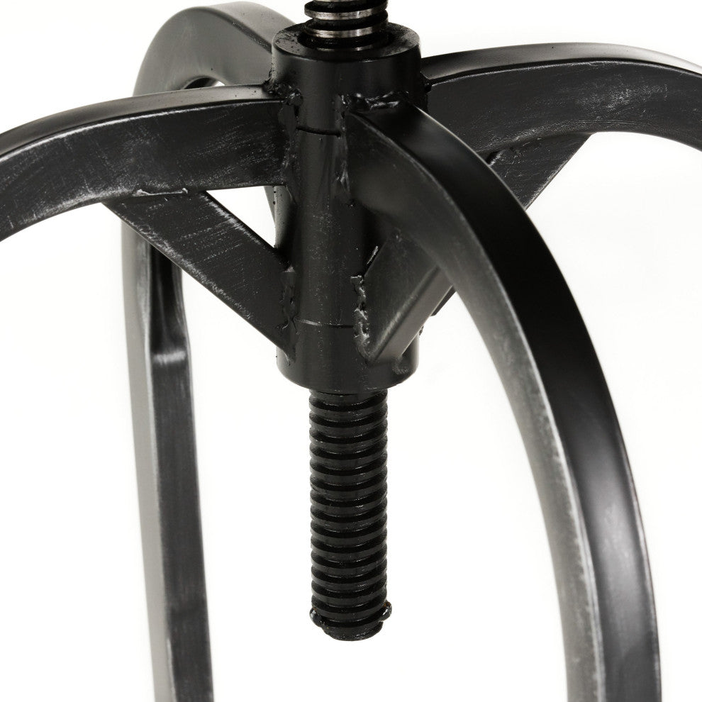 GDF Studio Brixton Adjustable Swivel Iron Bar Stool, Brown Leather