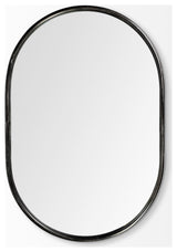 Sylvia Black Metal Frame Oval Mirror, 36" x 24"