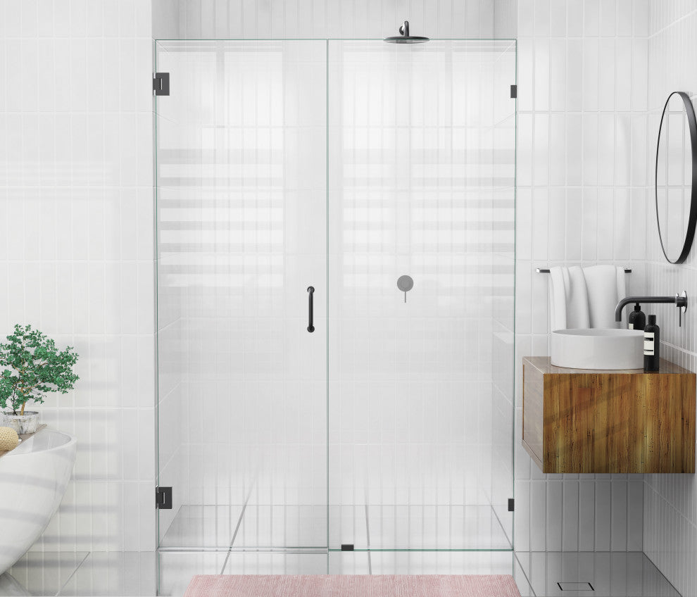 78"x59" Frameless Shower Door Wall Hinge, Matte Black