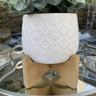 3.5" Indian Ceramic On Stand, Matte White