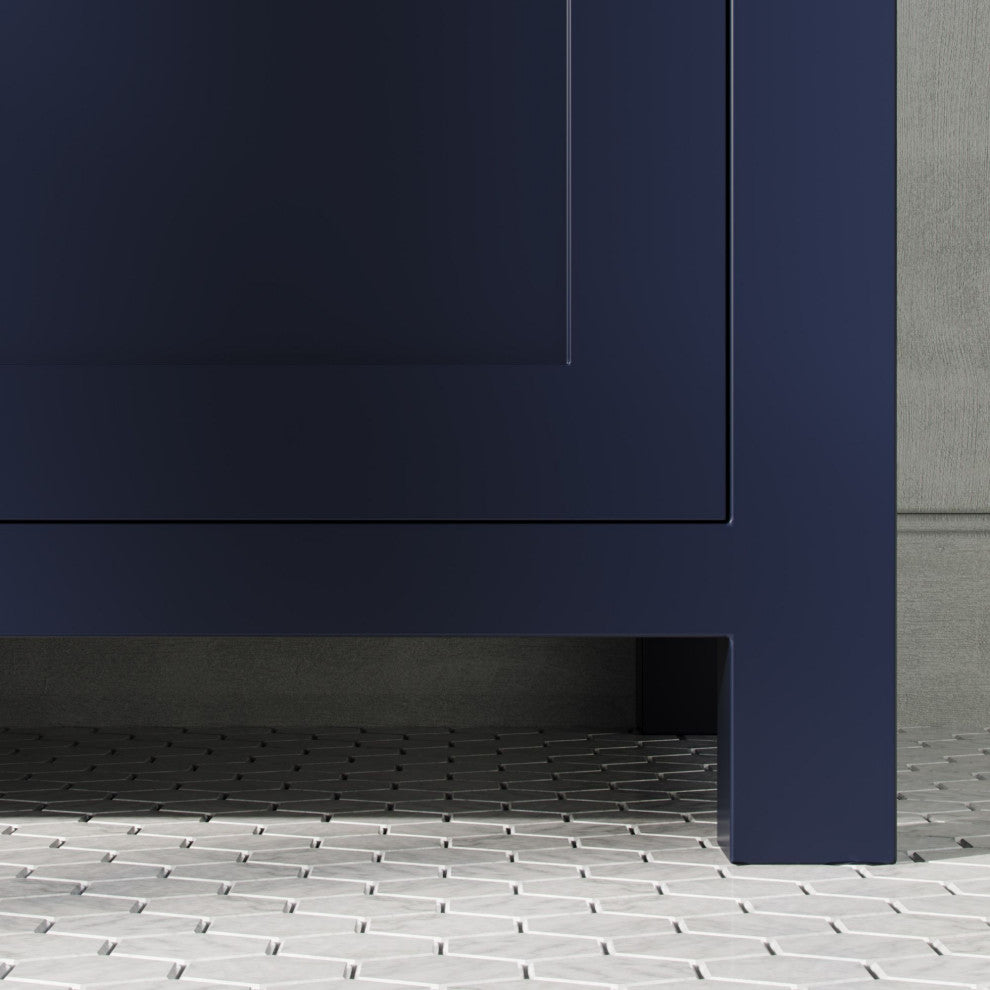 The Savoy Bathroom Vanity, Monarch Blue, 72", Double, With Mirror, Without Faucets, Freestanding