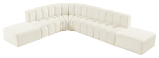 Arc Velvet Upholstered 7-Pc. L-Shaped Modular Sectional, Cream