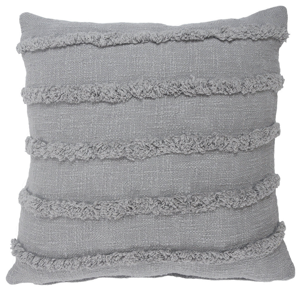 Overtufted Solid Throw Pillow, Gray