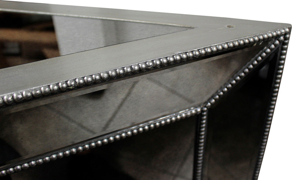 Nicolette Mirrored Silver Dining Table, 96"