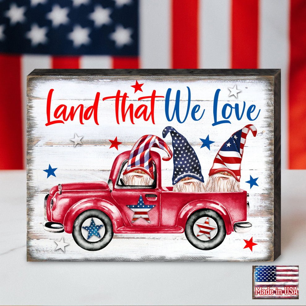 American Patriotic Tractor Wall Block, Medium 18x12