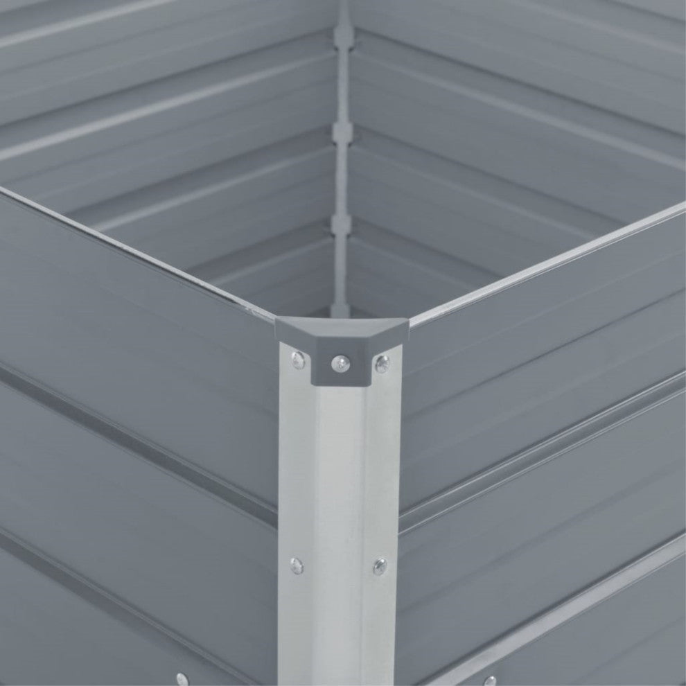 Vidaxl Raised Garden Bed 39.4"x39.4"x17.7" Galvanized Steel Gray