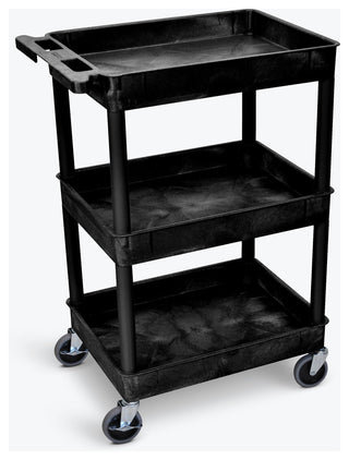 Luxor 3-Shelf Black Tub Cart