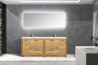 ALMA-ALLIER 84"  VANITY WITH SINK, Natural-Oak