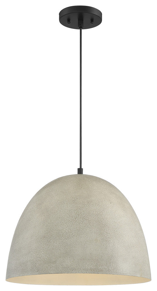 1-Light Pendant, Concrete With Matte Black