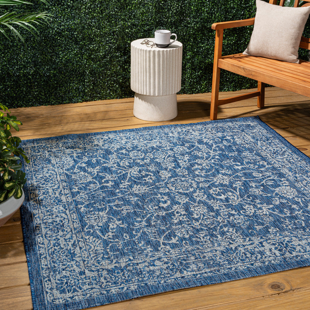Tela Bohemian Textured Weave Floral Indoor/Outdoor Area Rug