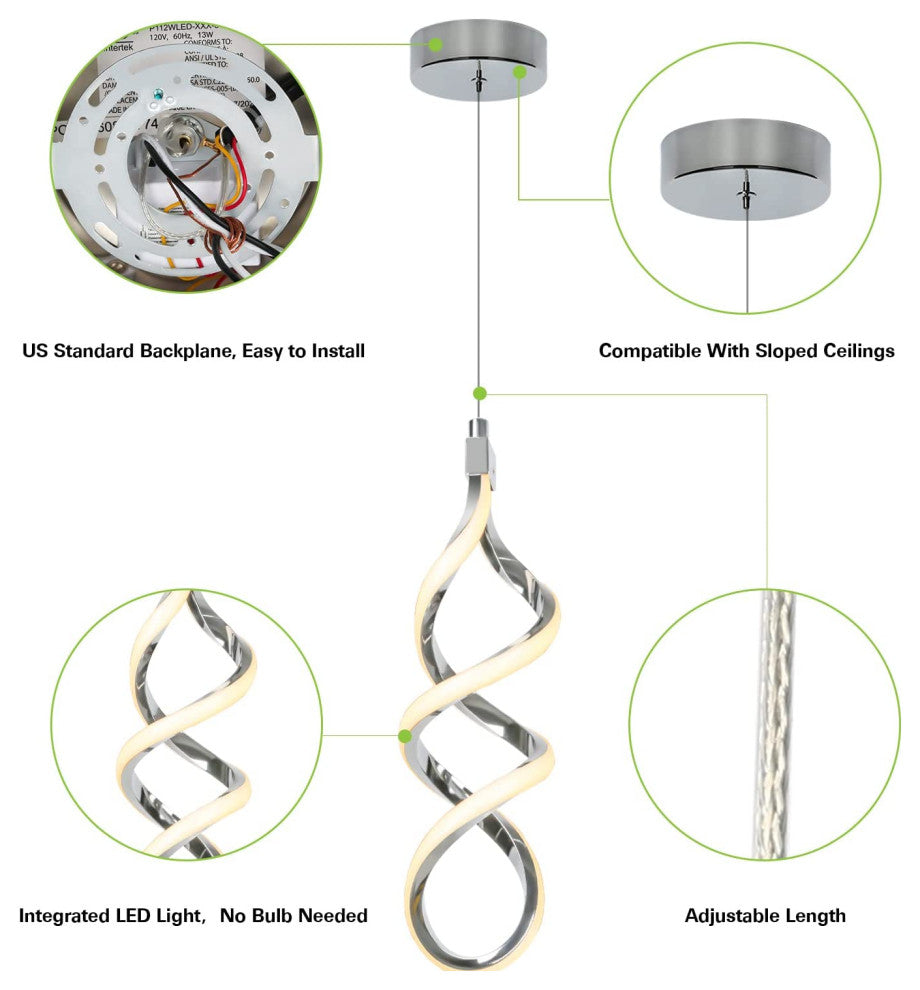 Pendant Light, Integrated LED Kitchen Lighting, Set of 3
