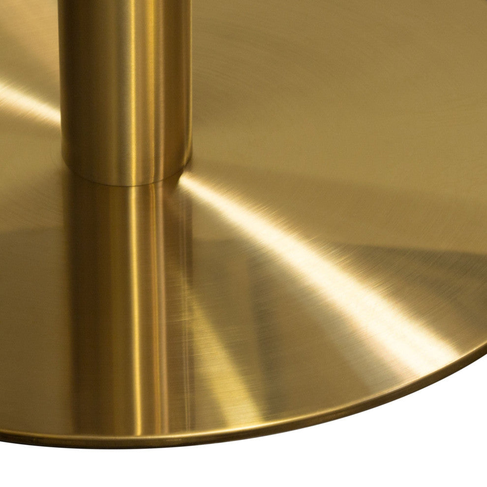 Stella Round Bar Height Table With Gold Metal Base, White