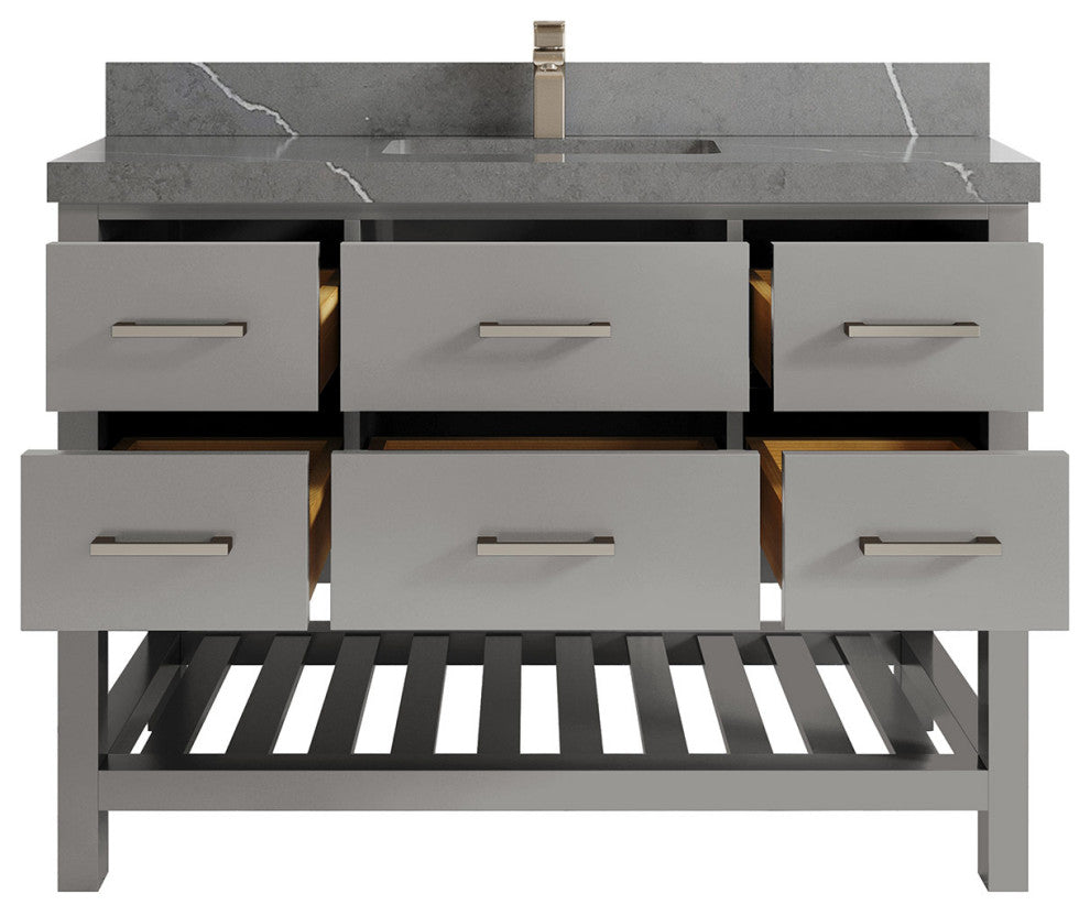 Parker 48 Single Sink Bath Vanity in Elephant Skin Gray  2" Piatra Gray