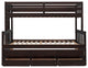 Gewnee Wood Kids Convertible Twin-Over-Full Bunk Bed with Trundle in Espresso