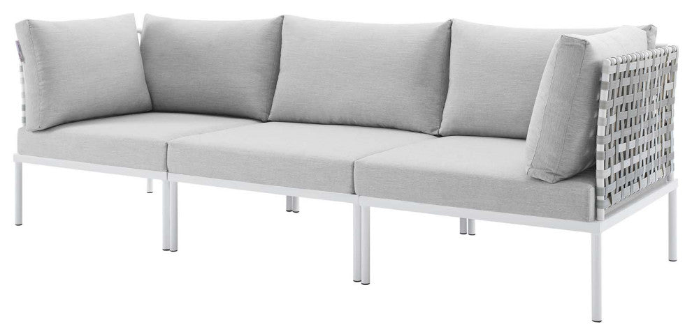 Lounge Sofa, Sunbrella, Aluminum, Metal, Gray, Modern, Outdoor Patio Cafe