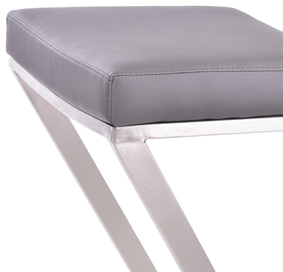 Atlantis 26" Counter Height Backless Grey Faux Leather Bar Stool
