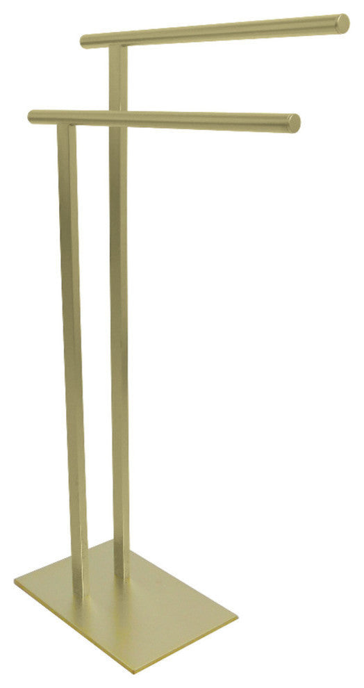 Kingston Brass Double L Shape Pedestal Towel Holder, Brushed Brass