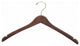Wooden Curved Top/Coat Hanger, Walnut/Brass Finish, Box of 100