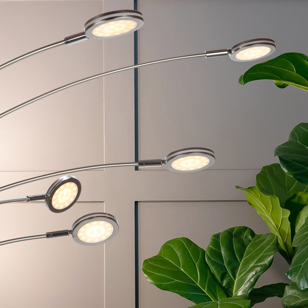 Brightech Orion 5 - Super Bright, Modern LED Arc Lamp, Satin Nickel