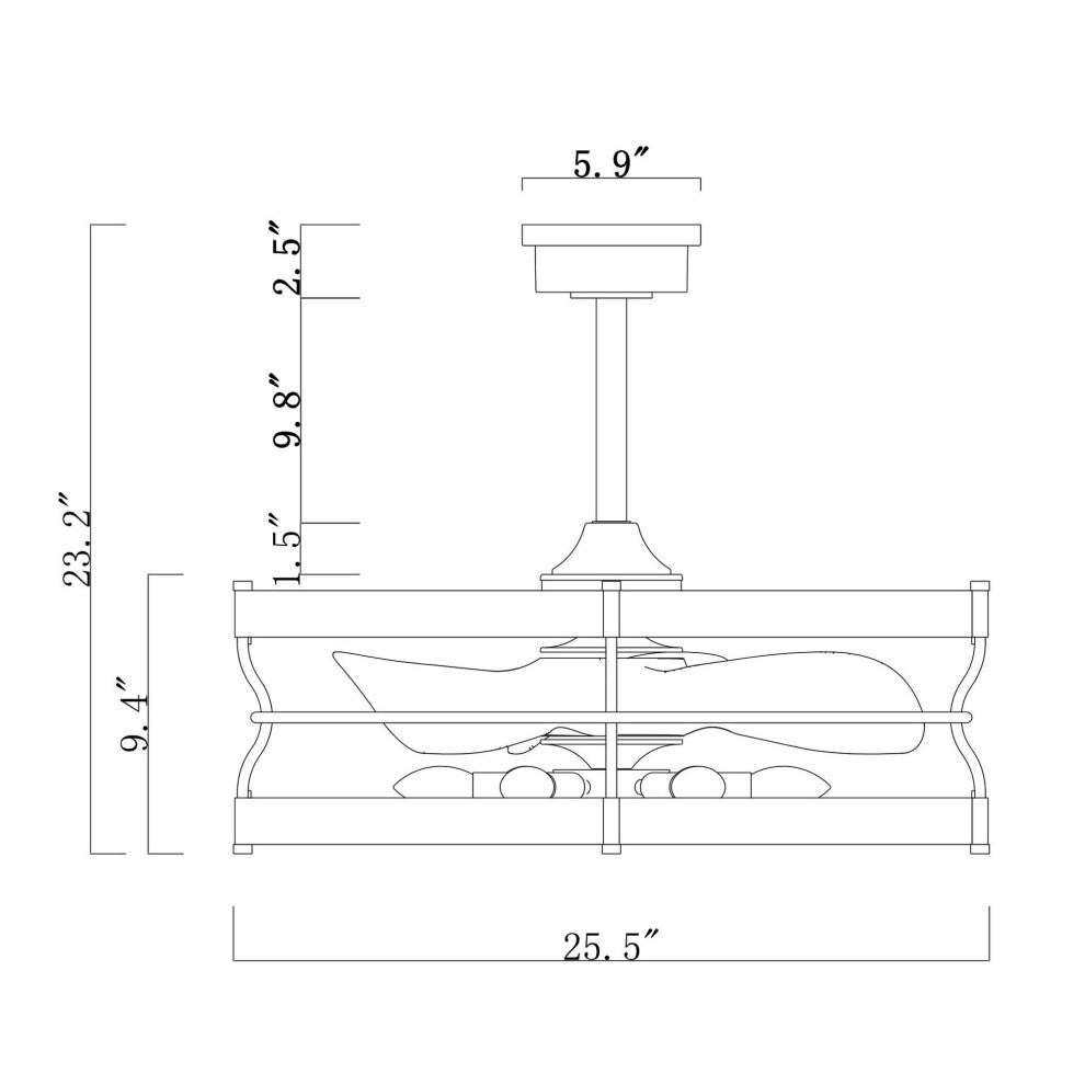 Isla 26" 6-Light Matte Black and Brown Faux Wood Grain Ceiling Fan