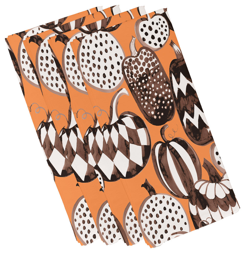 Pumpkins Galore 19" Orange Halloween Print Napkin, Set of 4