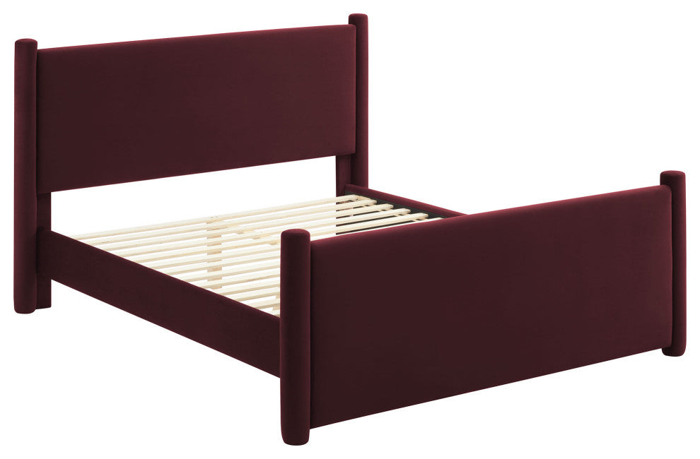 Rael Performance Velvet King Platform Bed, Mulberry