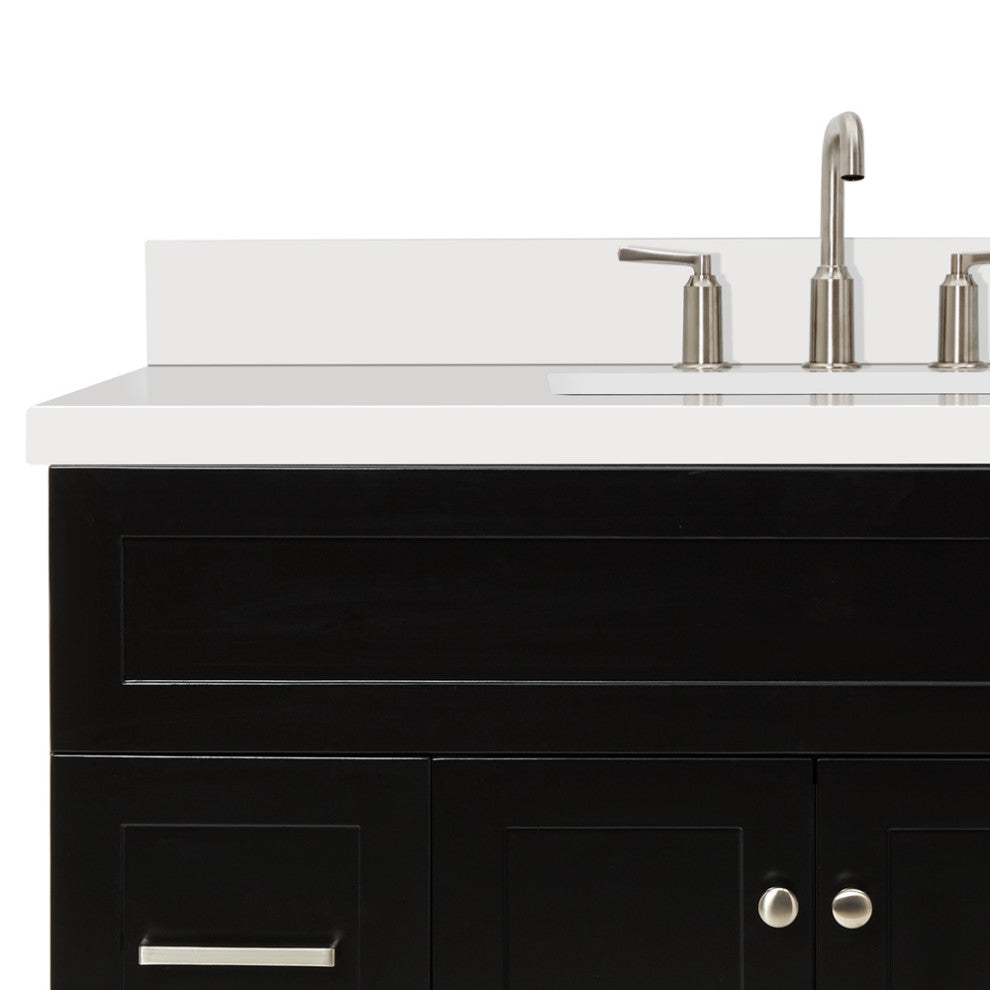 Hamlet 43" Bath Vanity Rectangle Sink in Black With Quartz Vanity Top