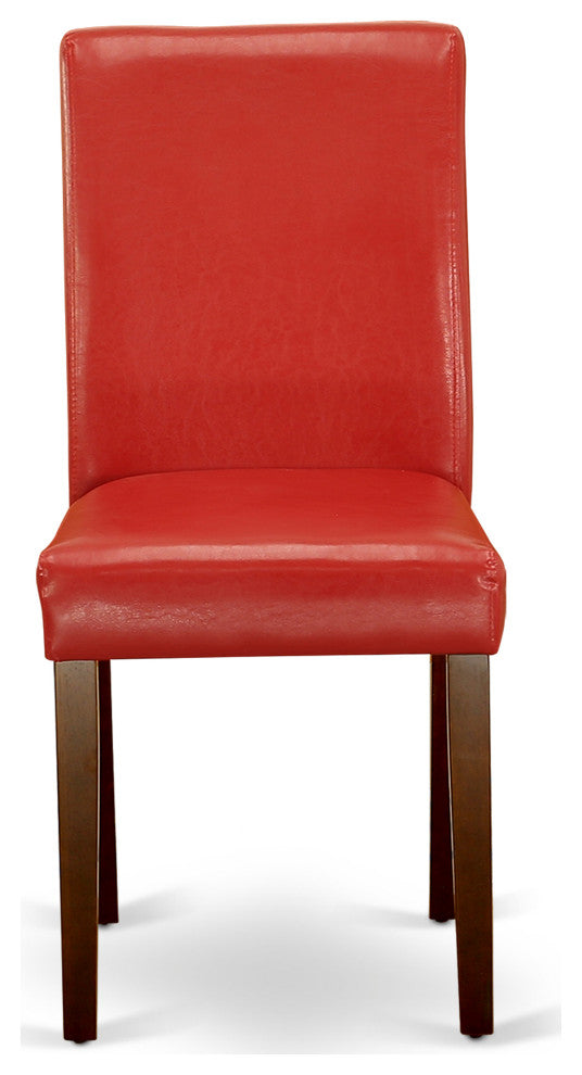 5 Pc Dining Set, 1 Drop Leaves Table, 4 Firebrick Red Pu Leather Chairs