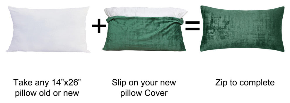 Velvet 2 Piece Lumbar Pillow Cover Set, Eden, 2 Piece, 14"x26"