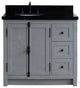 37" Single Vanity, Gray Ash With Black Galaxy Top, Left Doors/Left Oval Sink