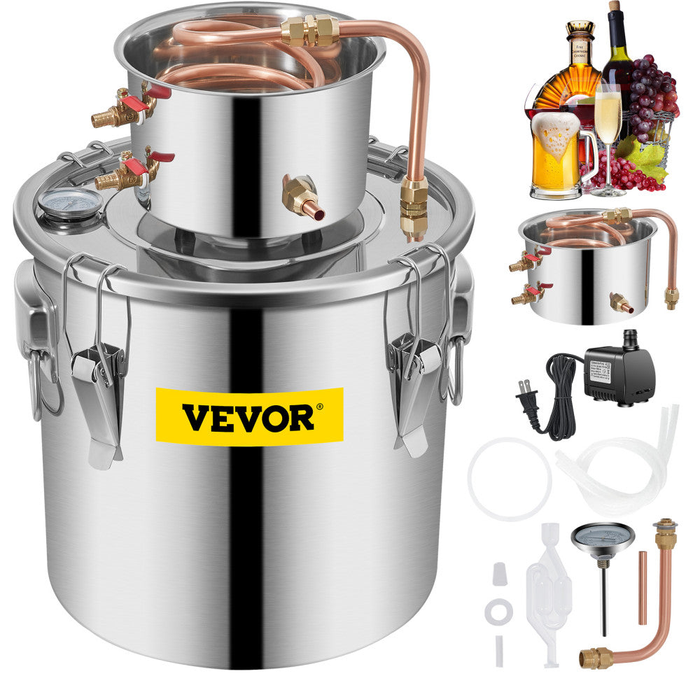 Alcohol Still Water Alcohol Distiller Copper Tube With Circulating Pump, 8 Gallon