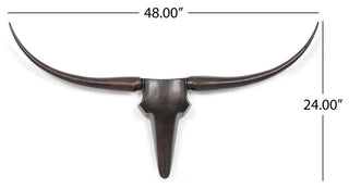 Treutlen Lanier Handcrafted Aluminum Bull Wall Decor, 48 W X 4 D X 24 H