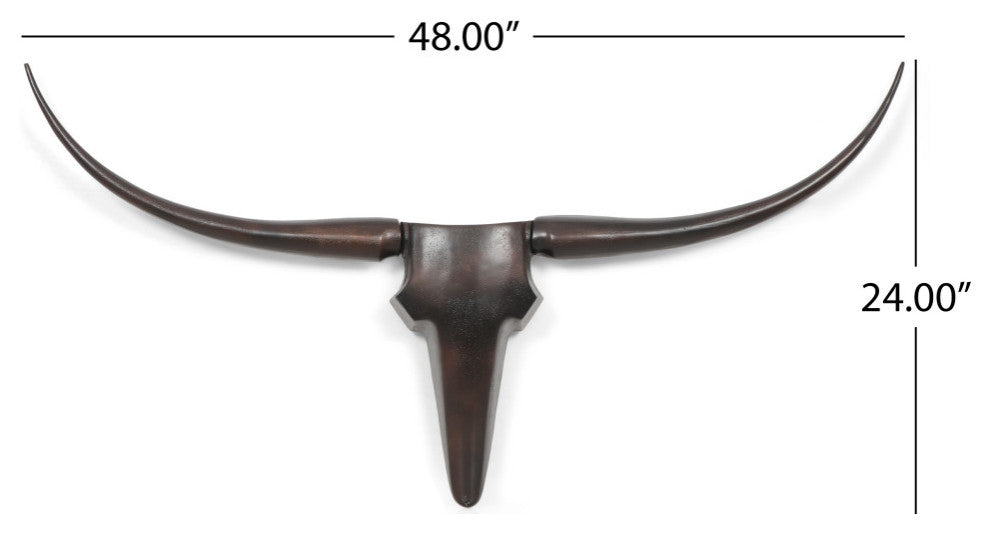 Treutlen Lanier Handcrafted Aluminum Bull Wall Decor, 48 W X 4 D X 24 H