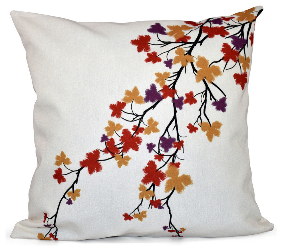 Maple Hues Flower Print Pillow, Purple, 20"x20"