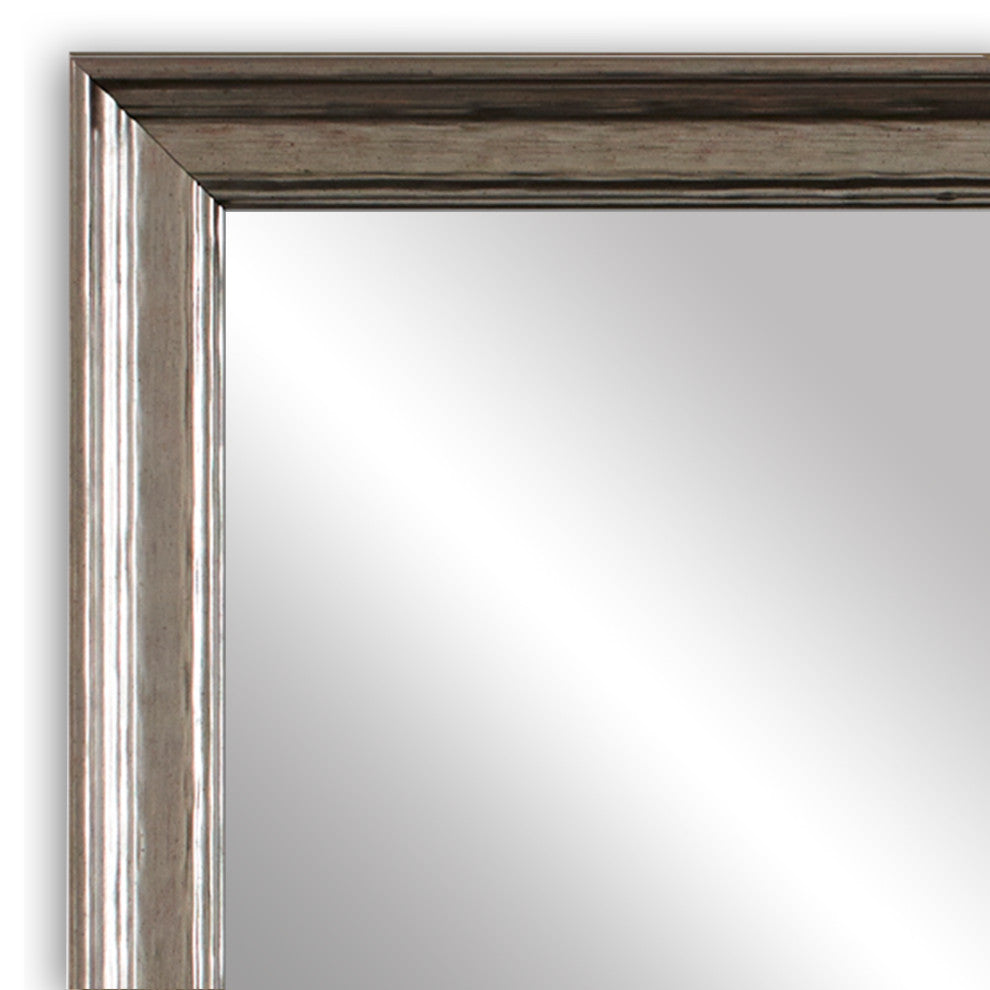 Crenshaw Framed Wall Mirror, Pewter, 28" X 60"