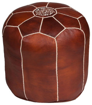 Tall Brown Moroccan Leather Pouf