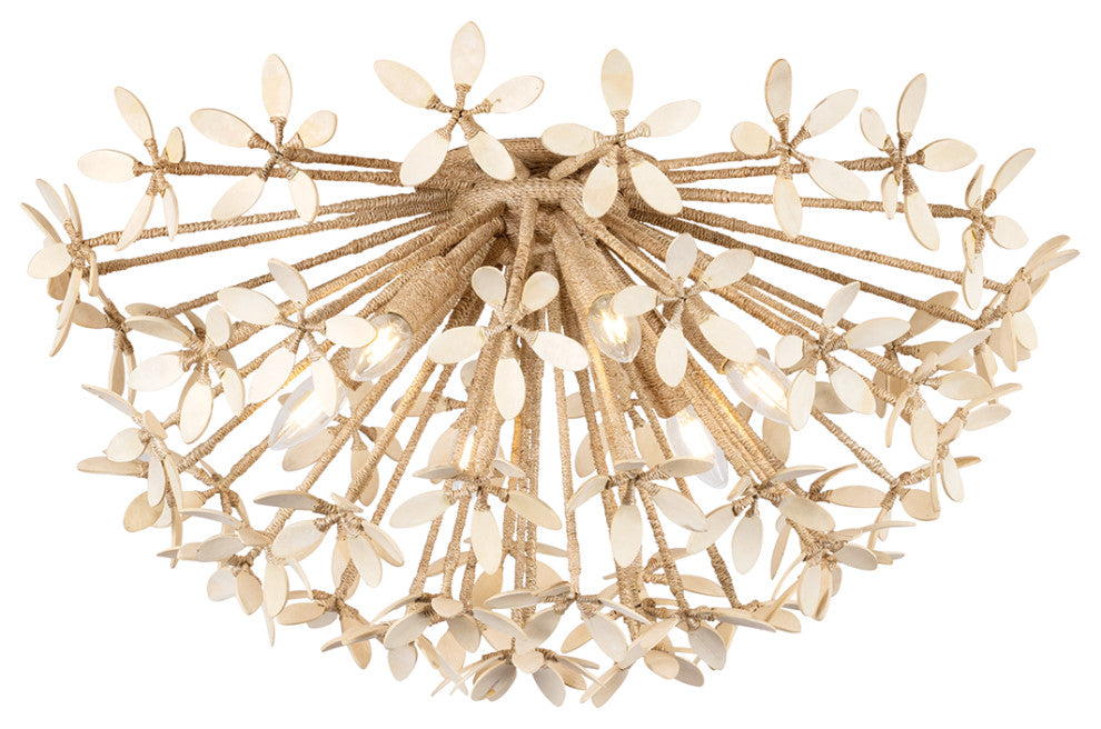 Corbett Lighting Corfu Semi Flush, Ivory Coco, 30"Dx15.25"H