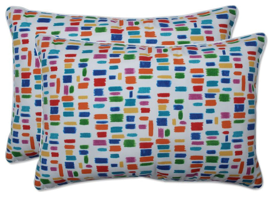 Color Tabs Primaries Over-sized Rectangular Throw Pillow, Set of 2