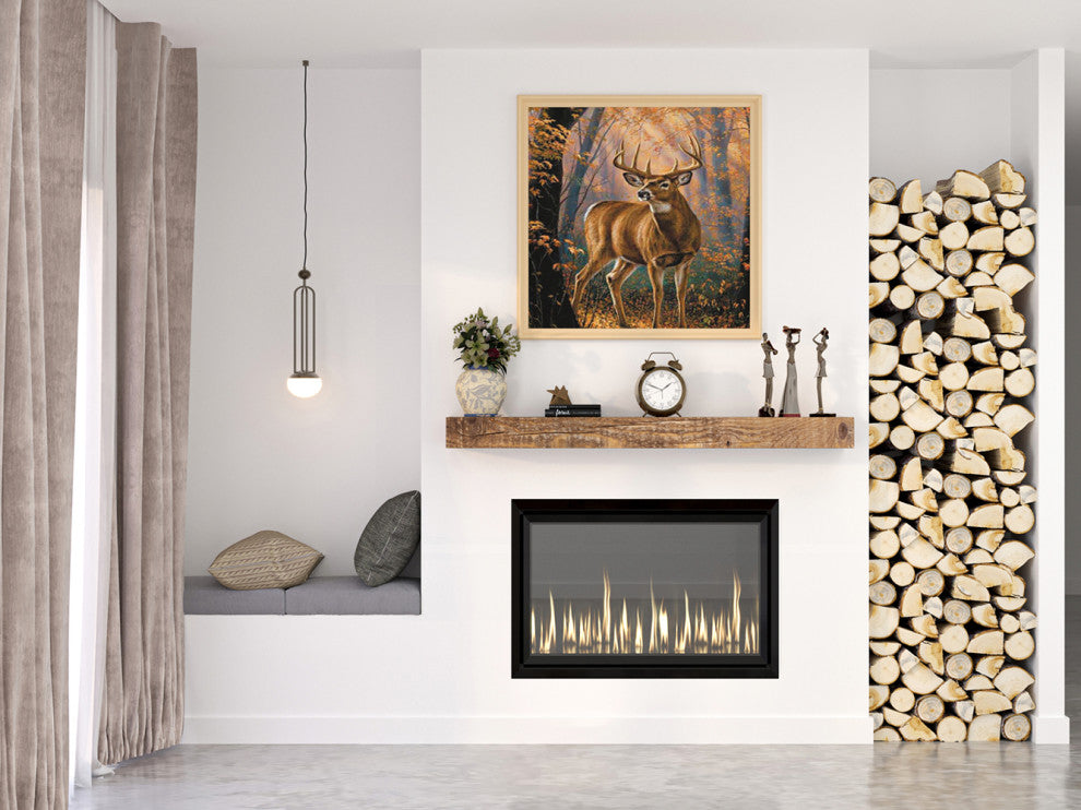 Solid Timber Fireplace Mantel, Aged Oak, 72"