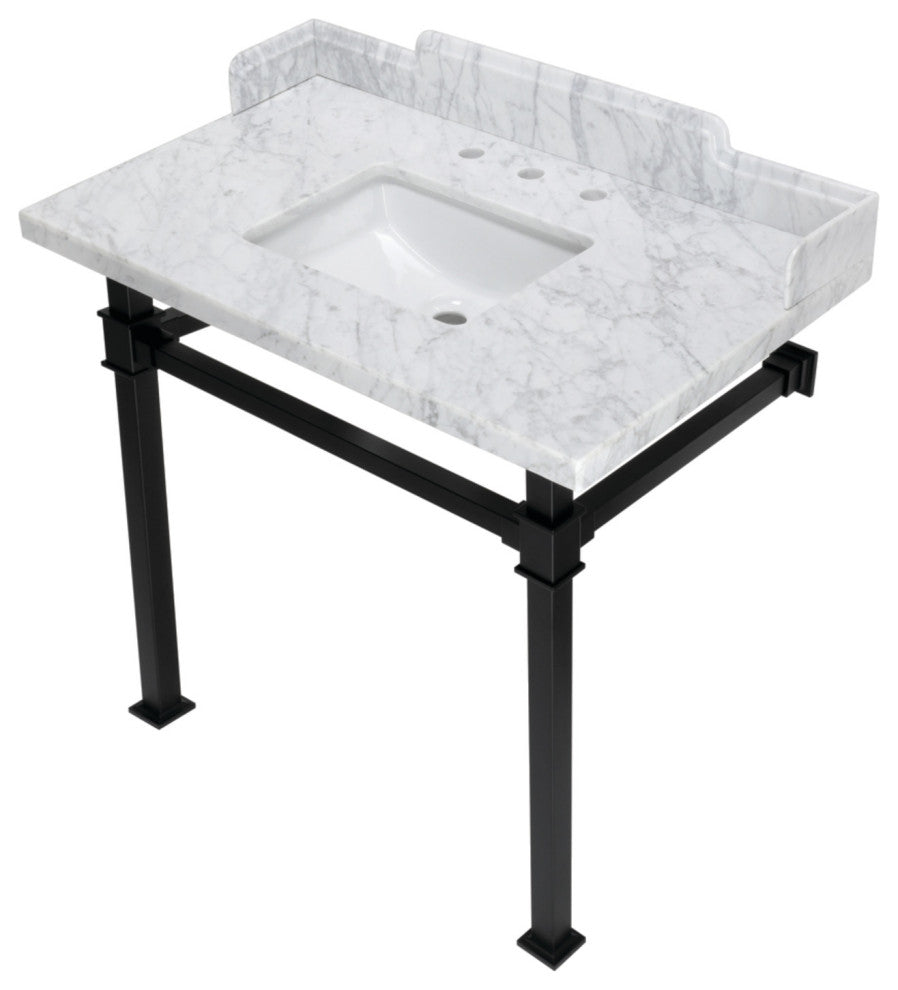 Kingston Brass LMS36MSQ0 36" Carrara Marble Console Sink, Legs