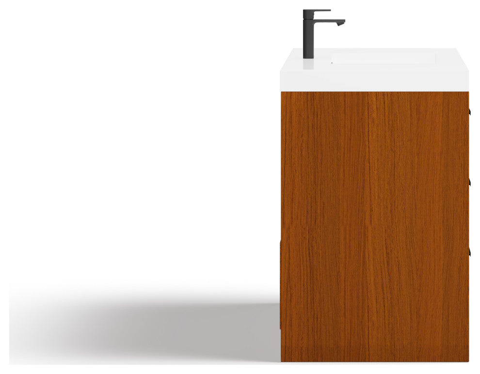 The Sacha Bathroom Vanity, Teak, 36", Single Sink, Freestanding
