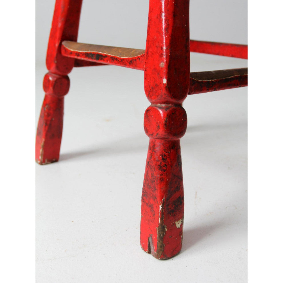 Consigned, Vintage Red Wooden Stool