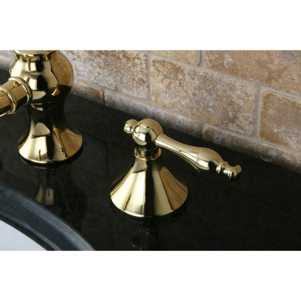 Kingston Brass Widespread Bathroom Faucet With Brass Pop-Up, Polished Brass