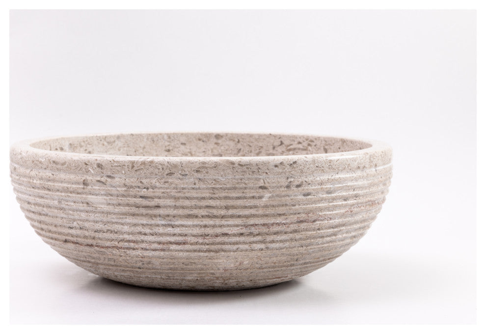 Natural Stone Vessel Bathroom Sink - Brushed Isidro Ojinaga Marble