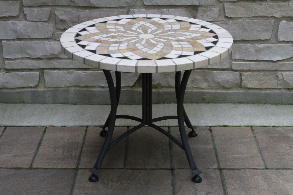 3-Piece Eucalyptus and Wicker Set With Ottoman and Marble Accent Table