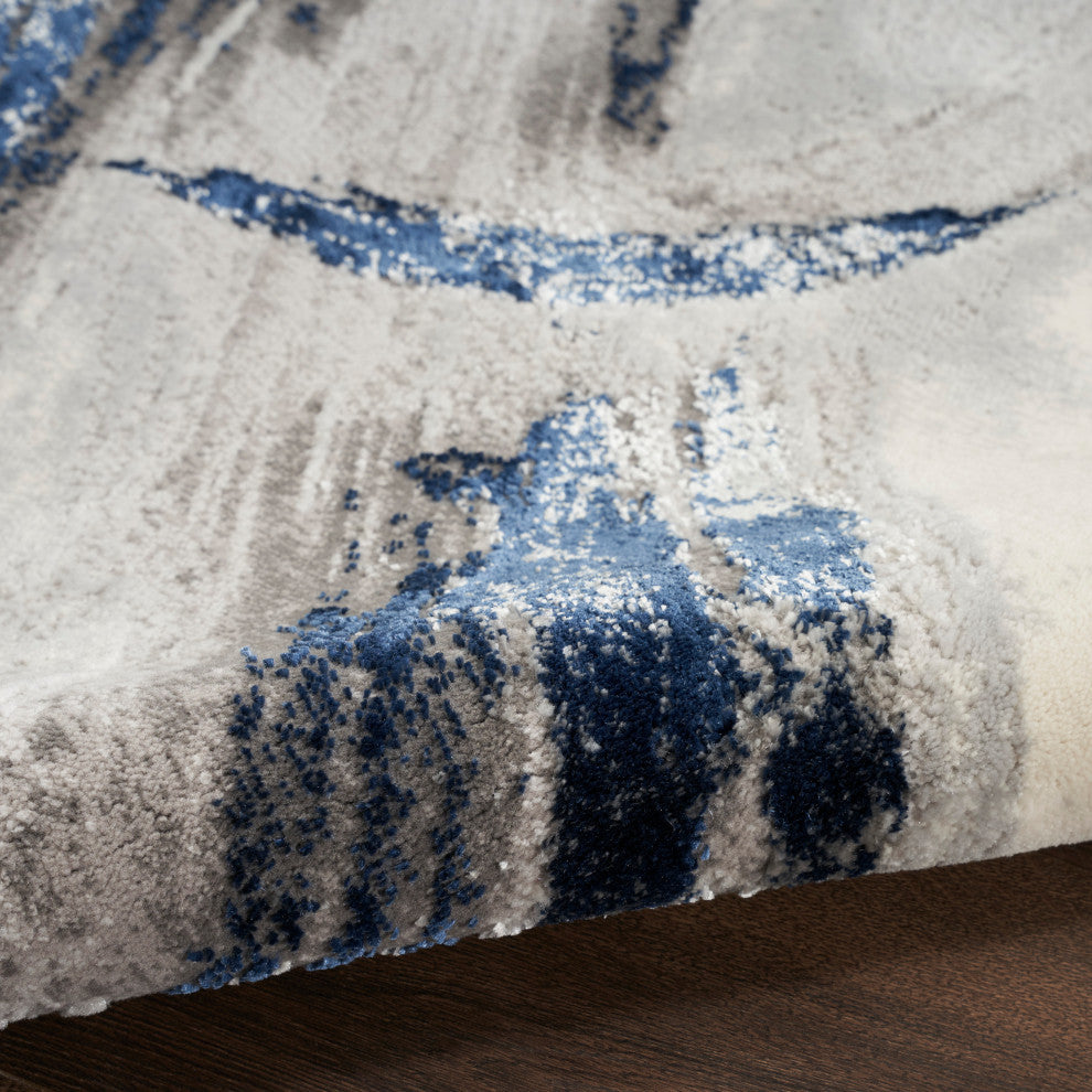 Nourison Splash 9' x 12' Grey Navy Modern Indoor Rug